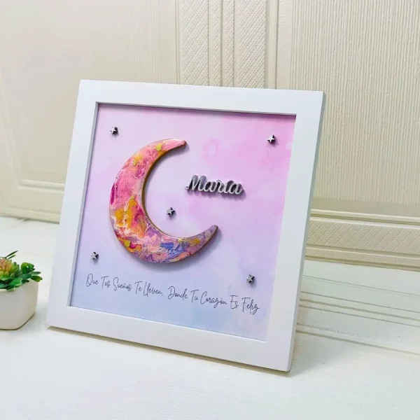Cuadro de luna con nombre personalizado niña 3