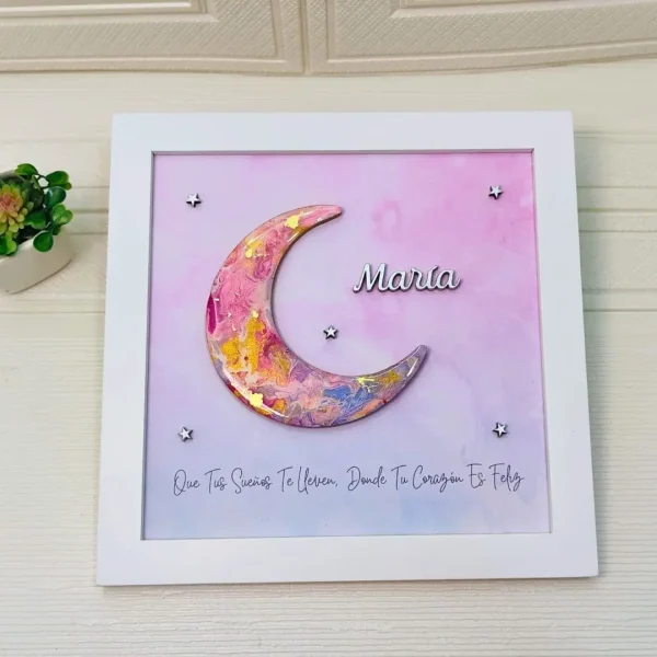 Cuadro de luna con nombre personalizado niña 2