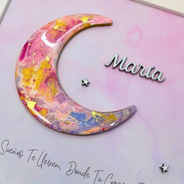 Cuadro de luna con nombre personalizado niña