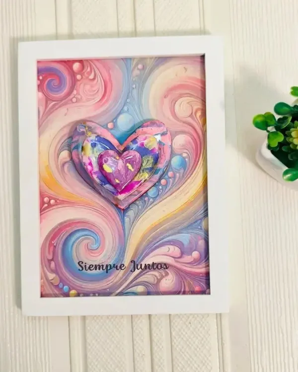 cuadro de corazon con frase siempre juntos 1