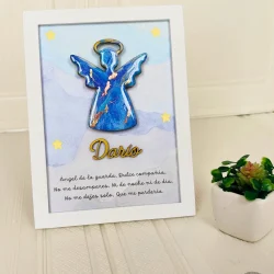 cuadro de angel de la guarda , con oración y nombre personalizado para niño 1