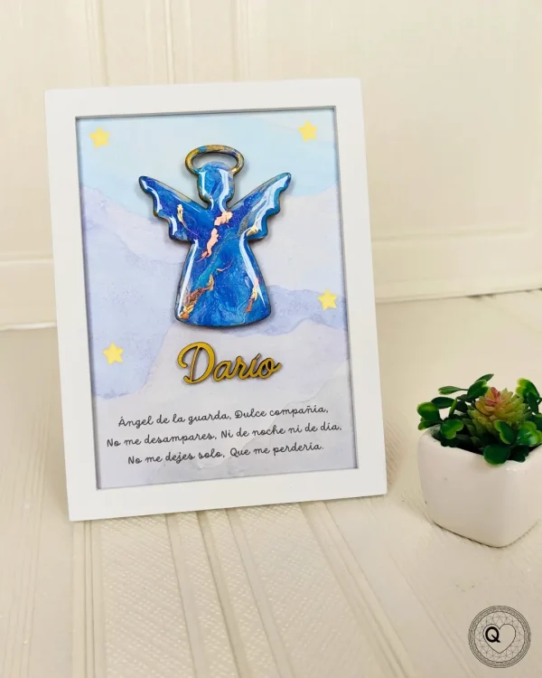cuadro de angel de la guarda , con oración y nombre personalizado para niño 1