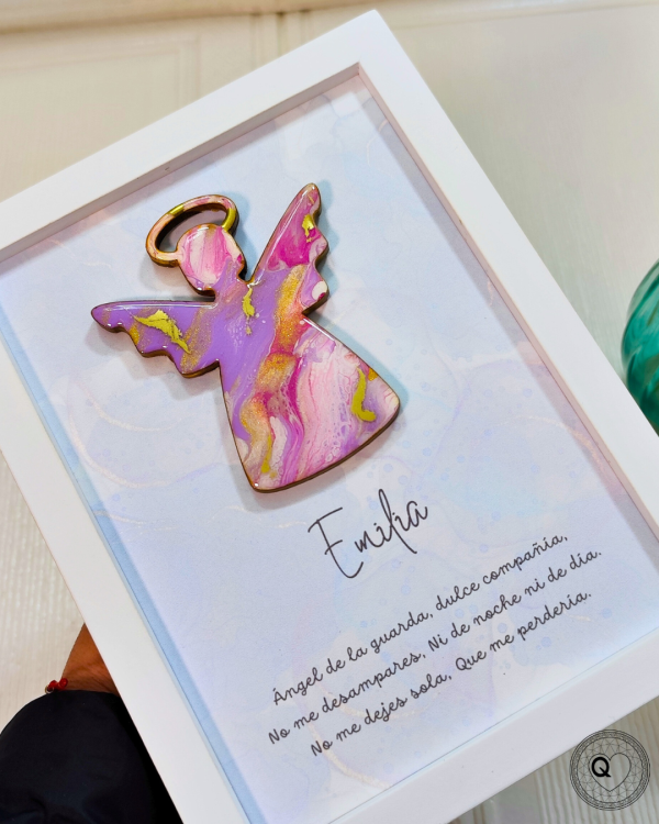 cuadro de angel de la guarda , con oración y nombre personalizado 1